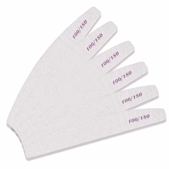 高品質 100/180 エメリー両面半月形爪やすりバッファー